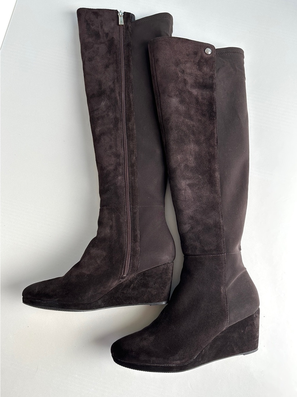 Vince Camuto Dark Brown Suede Over-the-Knee Wedge Boots - Picture 2 of 6